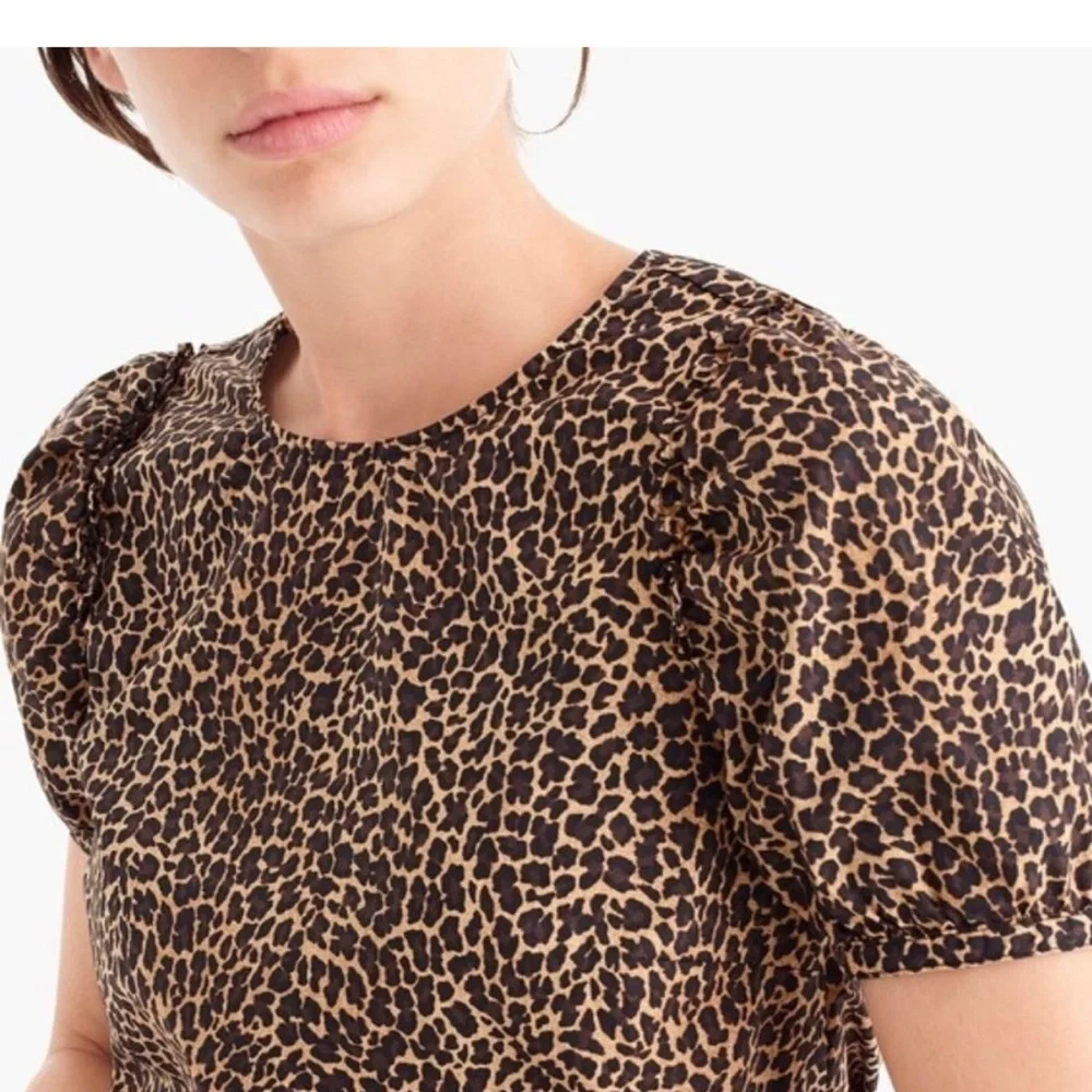 J. Crew Leopard Print Poplin Blouse, S